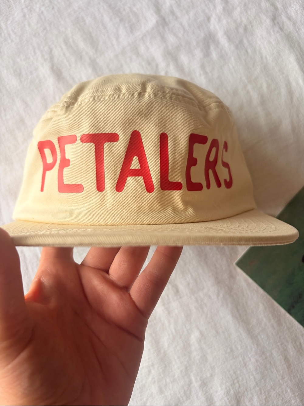 Le Fleur Petalers cream & tan cap with red 'PETALERS' text